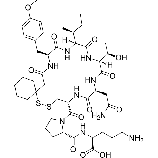 (d(CH2)51, Tyr(Me)2, Thr4, Orn8, des-Gly-NH29)-Vasotocin Structure