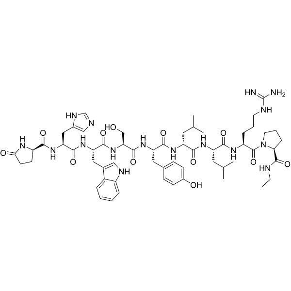 (Des-Gly10, D-Pyr1, D-Leu6, Pro-NHEt9)-LHRH Structure