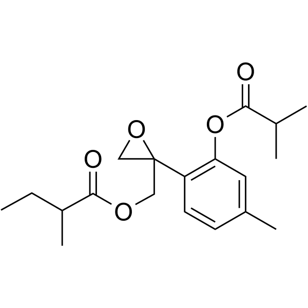 8,​9-​Epoxy-​3-​isobutyryloxy-​10-​(2-​methylbutanoyl)​thymol Structure
