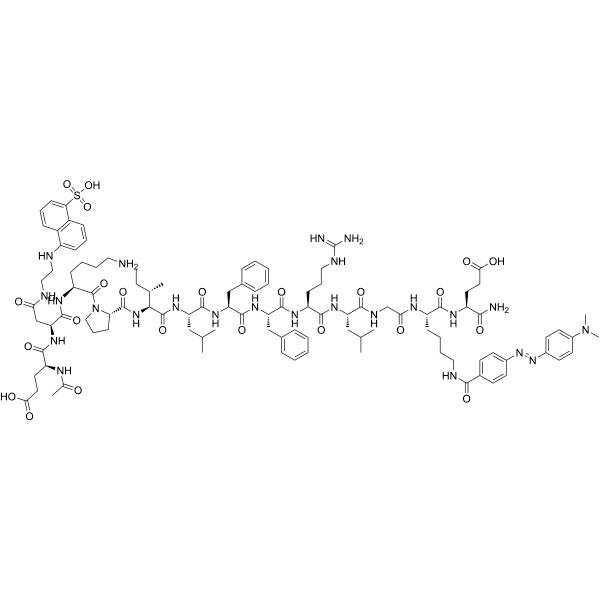 Ac-Glu-Asp(EDANS)-Lys-Pro-Ile-Leu-Phe-Phe-Arg-Leu-Gly-Lys(DABCYL)-Glu-NH2 Structure