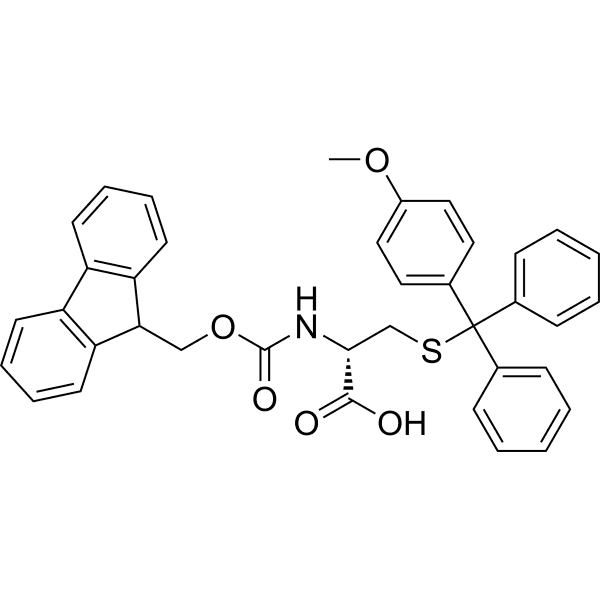 N-(((9H-Fluoren-9-yl)methoxy)carbonyl)-S-((4-methoxyphenyl)diphenylmethyl)-D-cysteine Structure