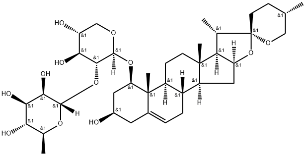 25(S)-Ruscogenin-1-O-α-L-rhamnopyranosyl (1→2)-β-D-xylopyranoside  Structure