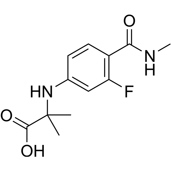 2-((3-Fluoro-4-(methylcarbamoyl)phenyl)amino)-2-methylpropanoic acid Structure