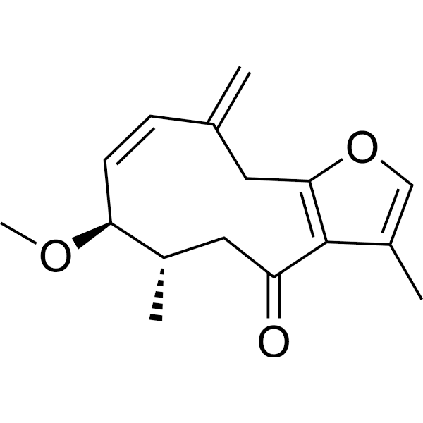 (1E)-3-methoxy-8,12-epoxygermacra-1,7,10,11-tetraen-6-one Structure
