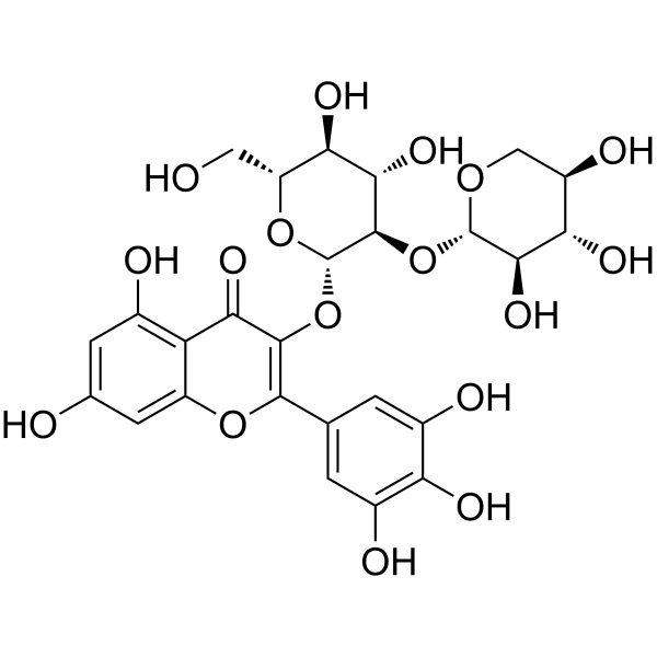 Myricetin-3-O-β-D-xylopyranosyl-(1→2)-β-D-glucopyranoside Structure