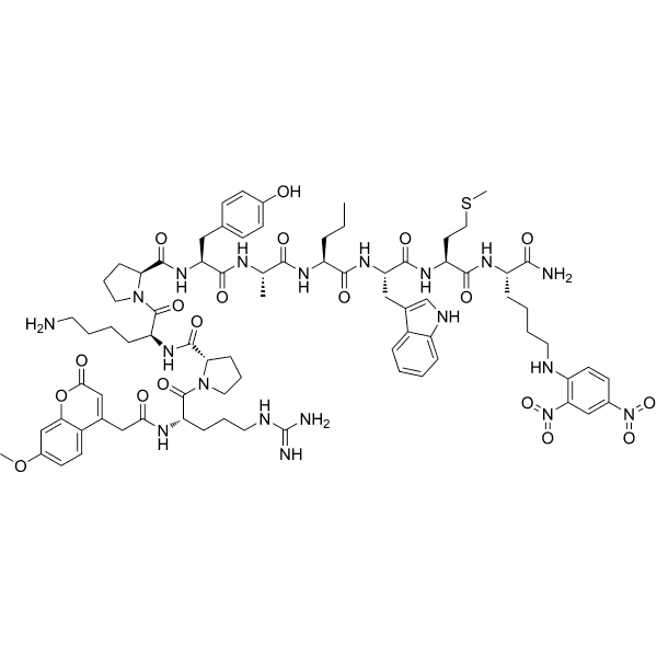 Mca-Arg-Pro-Lys-Pro-Tyr-Ala-Nva-Trp-Met-Lys(Dnp)-NH2 Structure