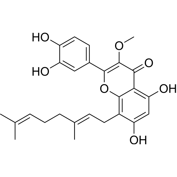 5,7,3',4'-Tetrahydroxy-3-methoxy-8-geranylflavone Structure