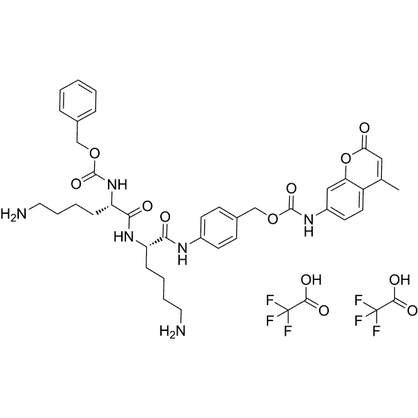 Cbz-Lys-Lys-PABA-AMC diTFA Structure