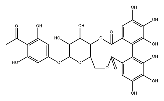 2,6-Dihydroxyacetophenone-4-O-[4',6'-(S)-hexahydroxydiphenoyl]-beta-D-glucose Structure