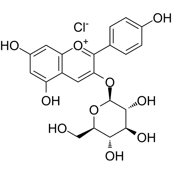 Pelargonidin-3-O-glucoside chloride Structure