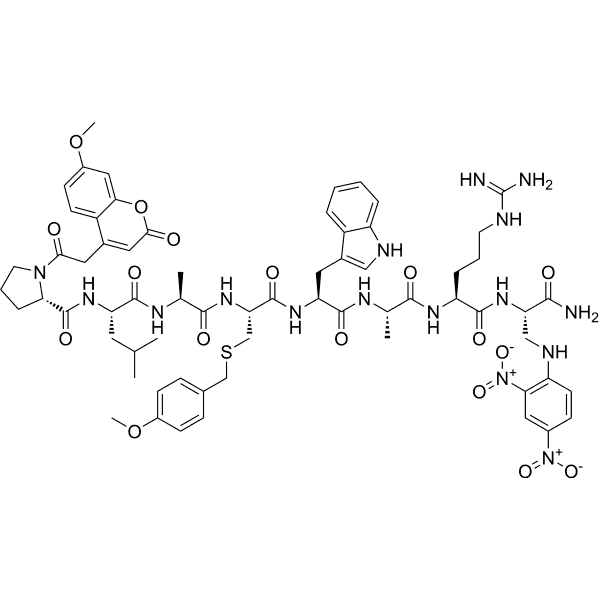 Mca-Pro-Leu-Ala-Cys(Mob)-Trp-Ala-Arg-Dap(Dnp)-NH2 Structure