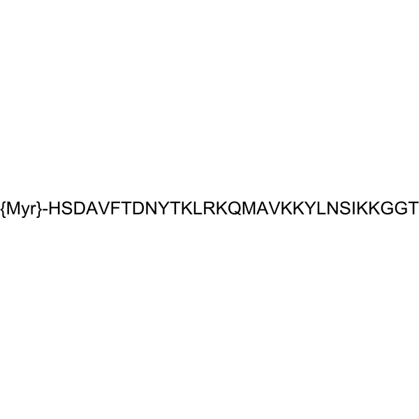 Myristoyl-(Lys12, 27, 28)-VIP-Gly-Gly-Thr free acid Structure