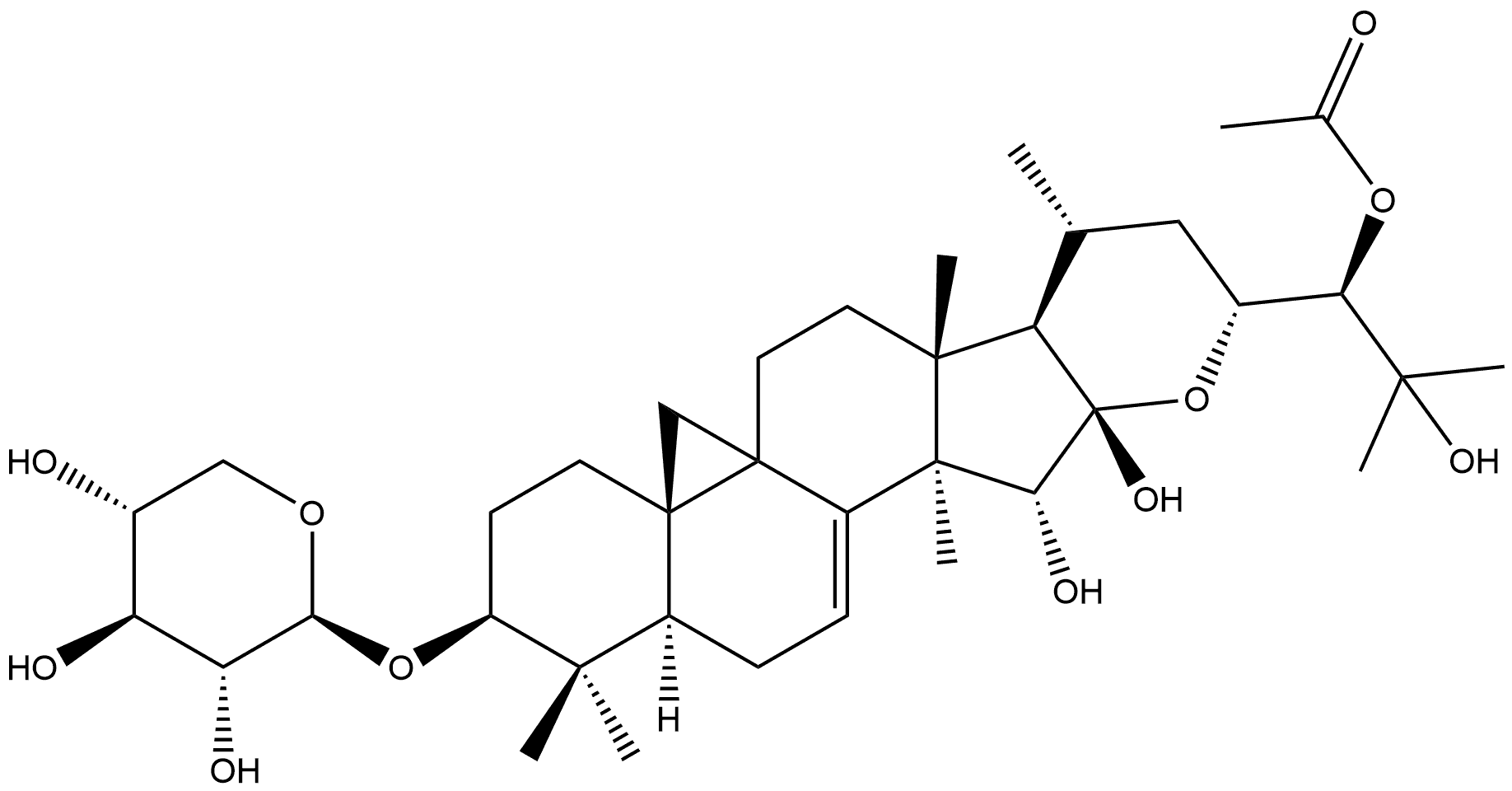 24-epi-24-O-acetyl-7,8-didehydrohydroshengmanol-3-O-beta-D-xylopyranoside Structure