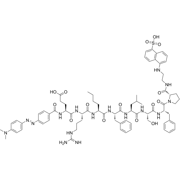 DABCYL-Glu-Arg-Nle-Phe-Leu-Ser-Phe-Pro-EDANS Structure