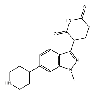 3-[1-methyl-6-(4-piperidyl)indazol-3-yl]piperidine-2,6-dione Structure