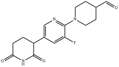 4-Piperidinecarboxaldehyde, 1-[5-(2,6-dioxo-3-piperidinyl)-3-fluoro-2-pyridinyl]- Structure