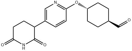 Cyclohexanecarboxaldehyde, 4-[[5-(2,6-dioxo-3-piperidinyl)-2-pyridinyl]oxy]-, trans- Structure