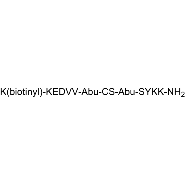 K(biotinyl)-KEDVV-Abu-CS-Abu-SYKK-NH2 Structure