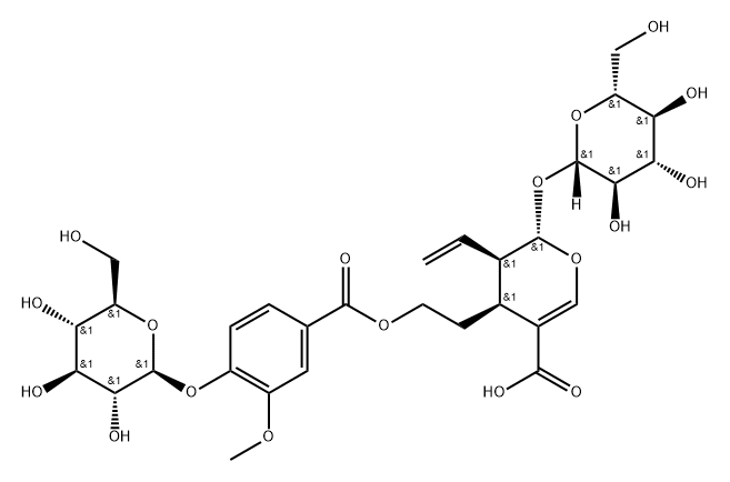 7-O-(4-beta-D-glucopyranosyloxy-3-methoxybenzoyl)secologanolic acid Structure