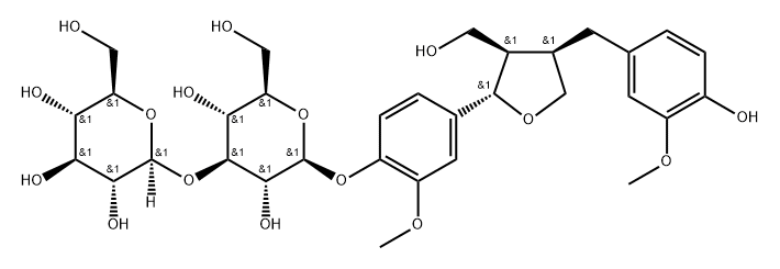 (+)-Lariciresinol 4'-O-beta-D-Glucopyranosyl-(1->3)-beta-D-glucopyranoside Structure