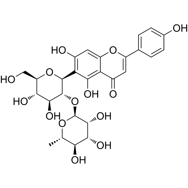 Isovitexin-2''-O-rhamnoside (2''-O-alpha-L-Rhamnopyranosyl-isovitexin) Structure