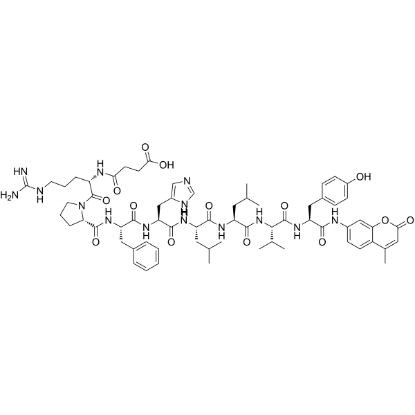 Suc-Arg-Pro-Phe-His-Leu-Leu-Val-Tyr-AMC Structure