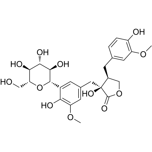 Nortrachelogenin-5'-C-beta-glucoside Structure