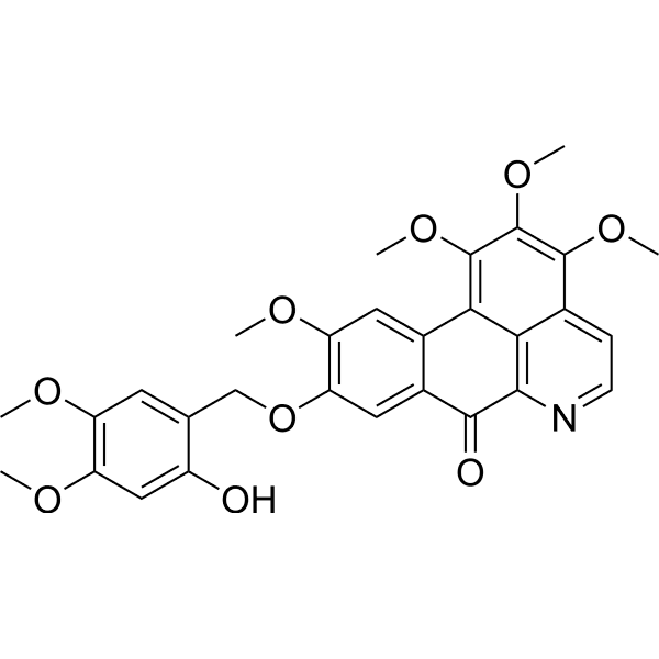 1,2,3,10-Tetramethoxy-9-(2-hydroxy-4,5-dimethoxybenzyloxy)oxoaporphine Structure