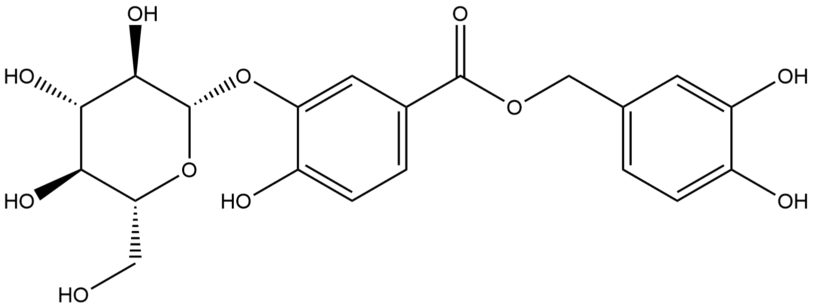 (3,4-Dihydroxyphenyl)methyl 3-(beta-D-glucopyranosyloxy)-4-hydroxybenzoate Structure