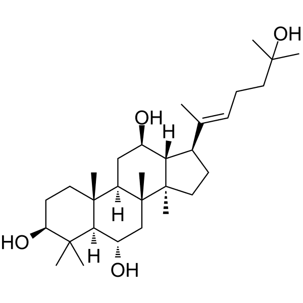 3β,6α,12β-Dammar-E-20(22)-ene-3,6,12,25-tetraol Structure